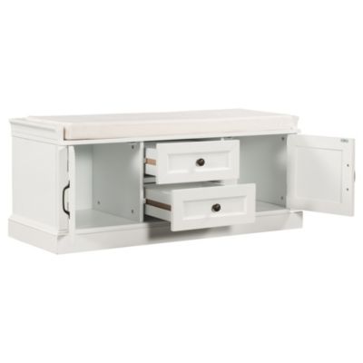 Stylish Storage Bench with Drawers & Cabinets