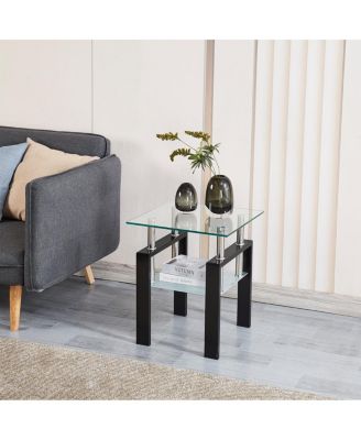 Clear Glass End Table Set for Living Room