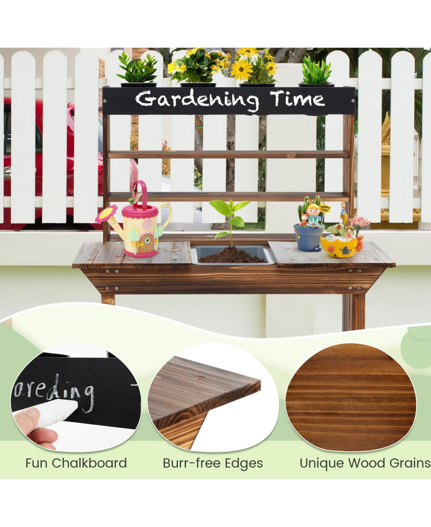 Детская игрушка GIVIMO Wooden Potting Bench Table Outdoor Mud Kitchen with Solid Fir Wood Frame — фото 2