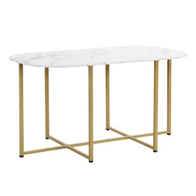 7-Piece Marble Table Set w/ Gold Base