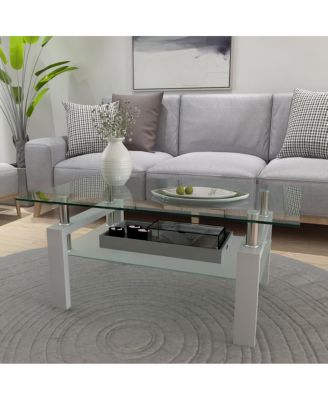 Streamdale Modern Clear Coffee Table for Living Room