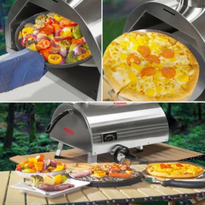 Streamdale 12" Stainless Rotatable Pizza Oven with Thermometer & Bag