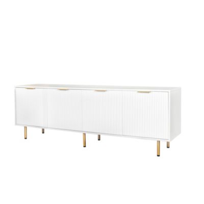 Modern Warm White TV Cabinet For 80 Inch TV Stands, For Living Room Bedroom