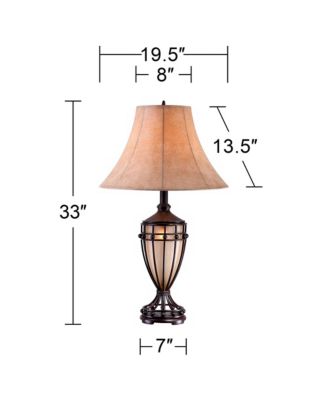 Cardiff Rustic Table Lamp 33" Tall Brushed Iron with Table Top Dimmer Nightlight Beige Fabric Shade for Bedroom Living Room Office