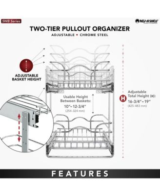 Kitchen Cabinet Pull Out Shelf Organizer, 12 x 22 In, 5WB2-1222CR-1
