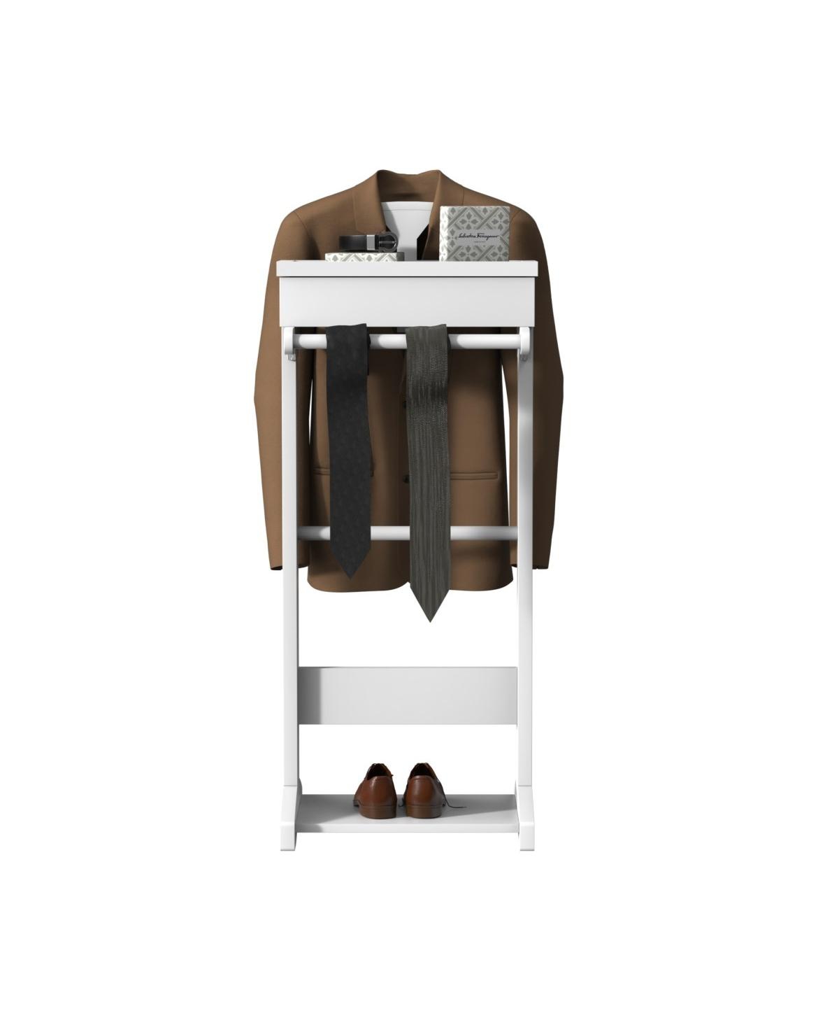 Streamdale FurniturePortable Garment Rack, Clothes Valet Stand With Storage Organizer - White