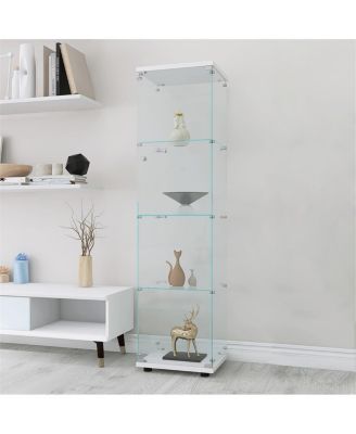 4 Shelves Glass Cabinet Glass Display Cabinet With One Door