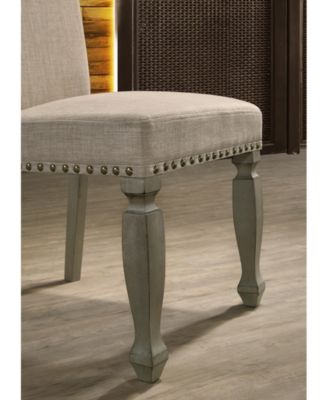Antique Gray Finish Upholstered Nailhead Dining Chair, Set of 2