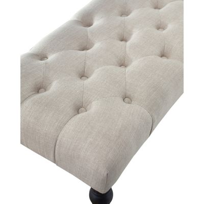 Fabric Tufted Turned Leg Dining Bench