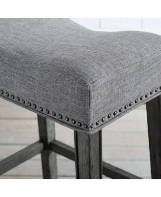 Upholstered Backless Saddle Seat Bar Stools 29" height Set of 2, Gray