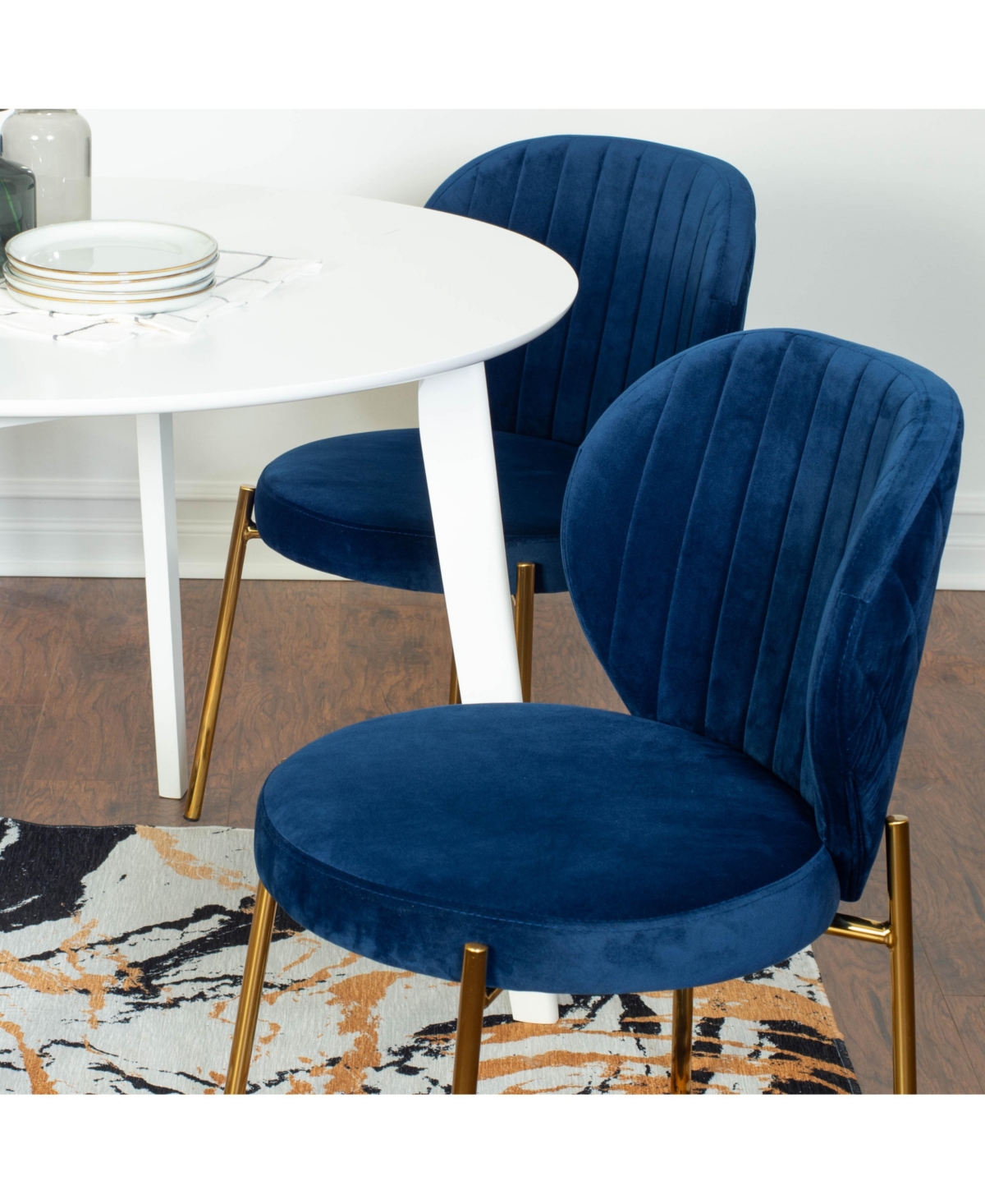 Streamdale Furniture Contemporary 3-Piece Dining Set, White Round Dining Table with 2 Chairs