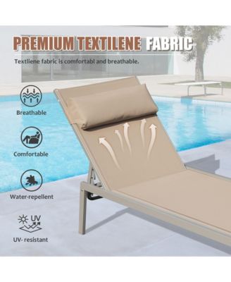Premium Aluminum Lounge Chair, Ultimate Comfort, 5 Recline Positions