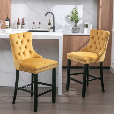 Handcrafted Velvet Barstools with Supportive Backrest