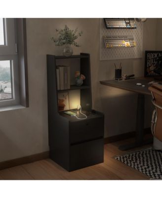 Smart Storage Cabinet w/ Charging & LED Night Light