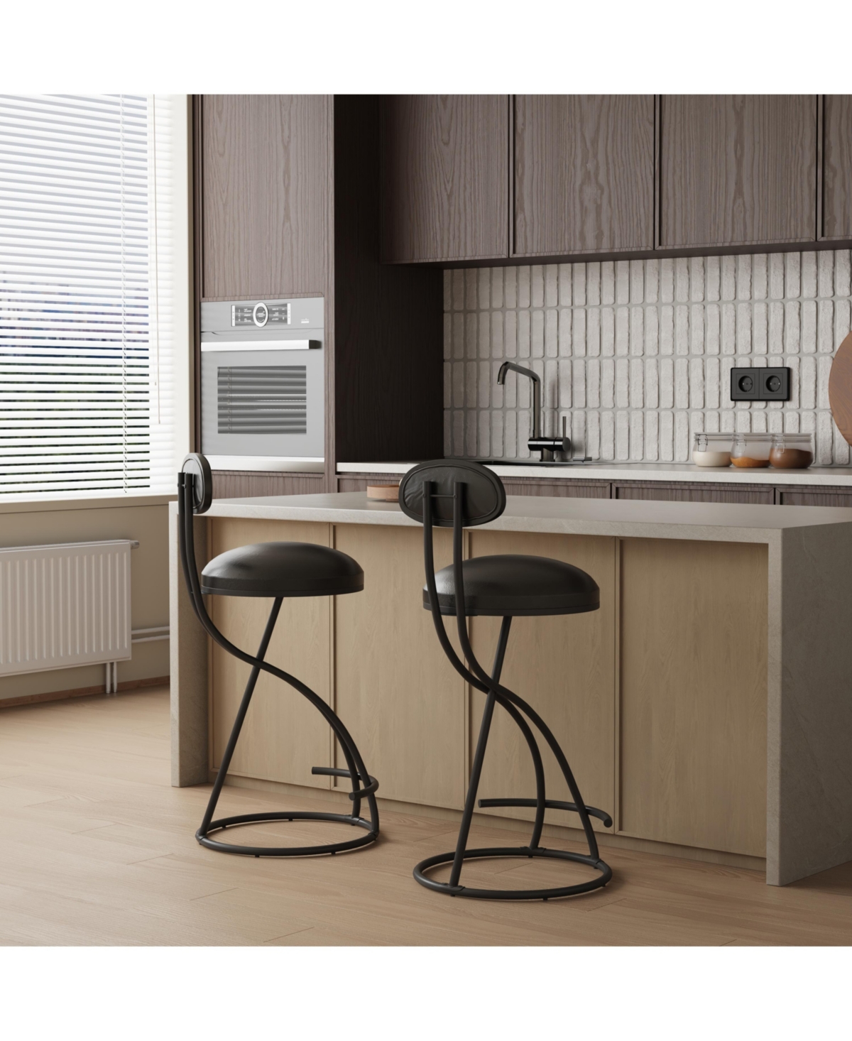 Simplie Fun Stylish and Comfortable Faux Leather Counter Height Barstools (Set of 2) with Footrest