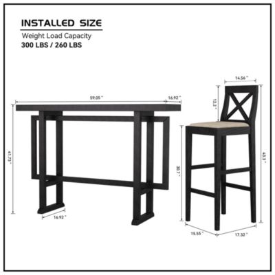 Sturdy Rubber Wood Bar Chair Set for Enhanced Comfort (2Pcs)