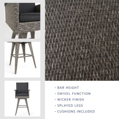 Streamdale 30" Water-Resistant Wicker Barstool