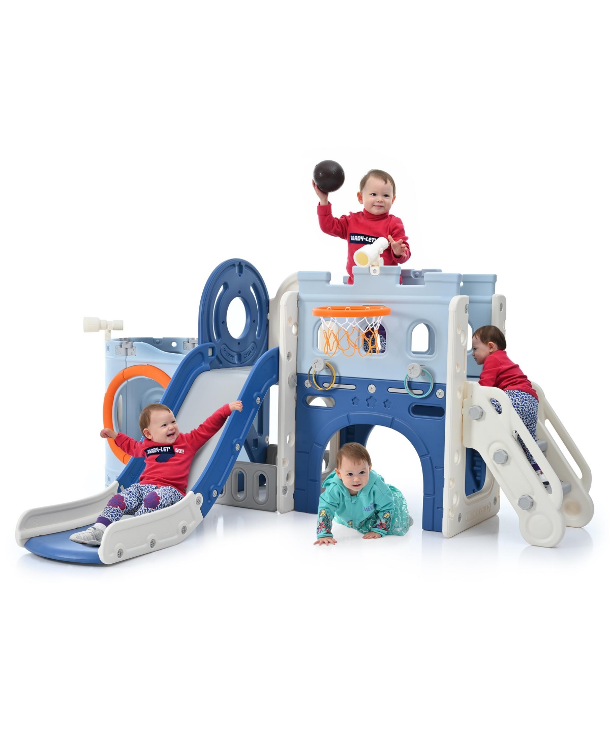 Streamdale Furniture Pirate Ship Toddler Slide Set: 10-in-1 Indoor/Outdoor Playground