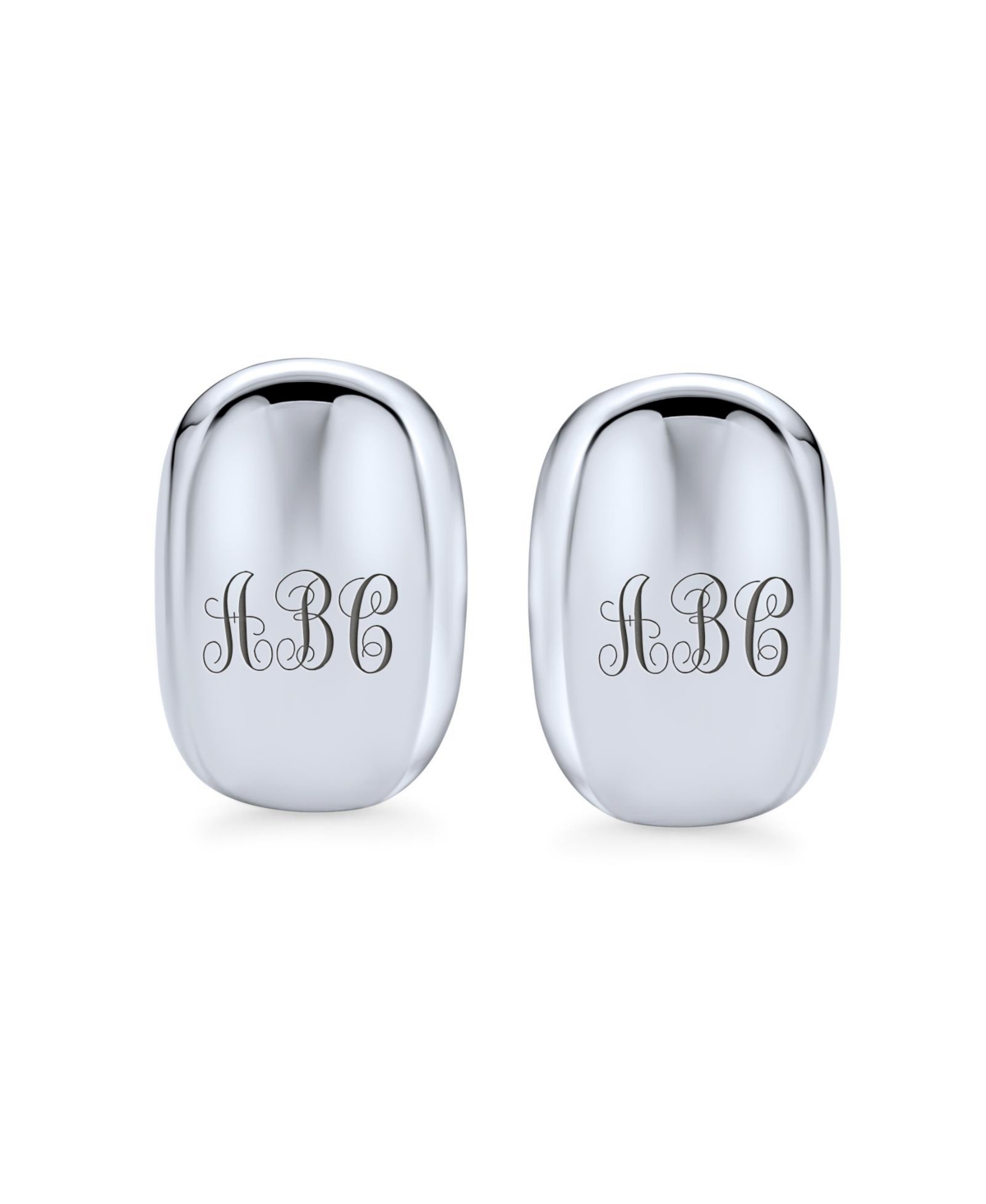 Bling Jewelry Geometric Rectangular Concave Clip On Earrings For Women Non Pierced SterlingAlloy Clip - Silver