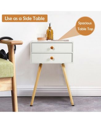 Midcentury Modern Bedside Table with 2 Drawers