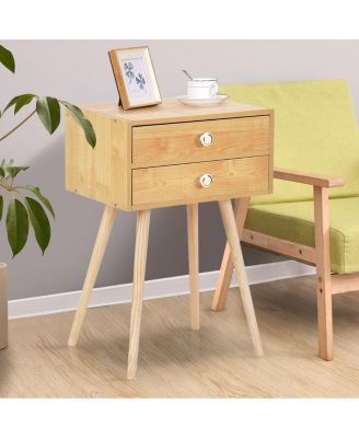 Midcentury Modern Bedside Table with 2 Drawers
