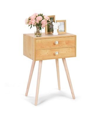 Midcentury Modern Bedside Table with 2 Drawers