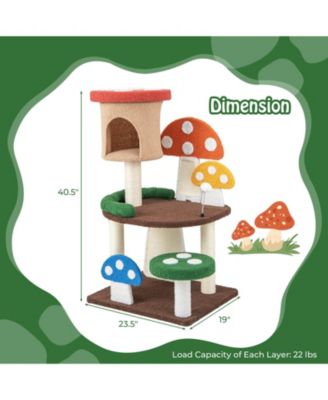 4-In-1 Mushroom Cat Tree with Condo Spring Ball and Sisal Posts