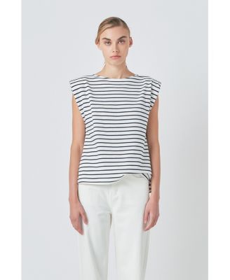 Women's Striped Padded Sleeveless Top