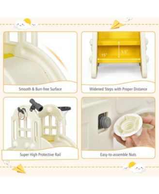 6-in-1 Toddler Climber Slide Playset with Basketball Hoop