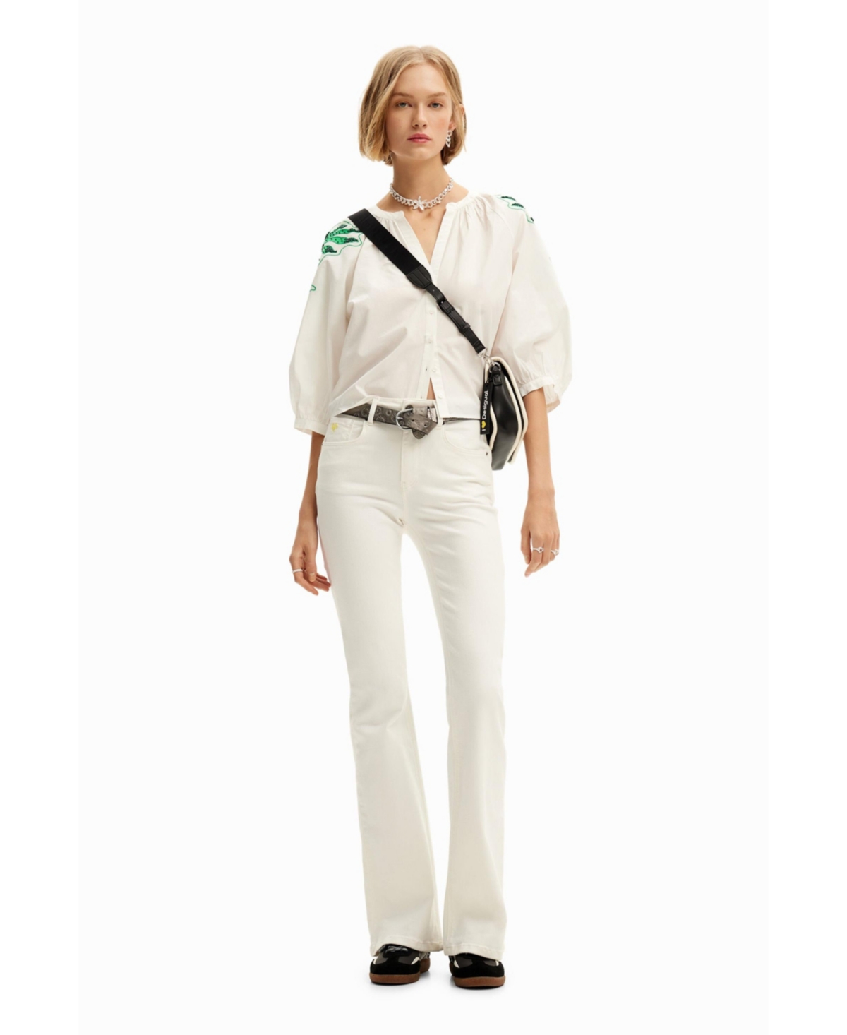 Desigual Women's V-neck embroidered blouse