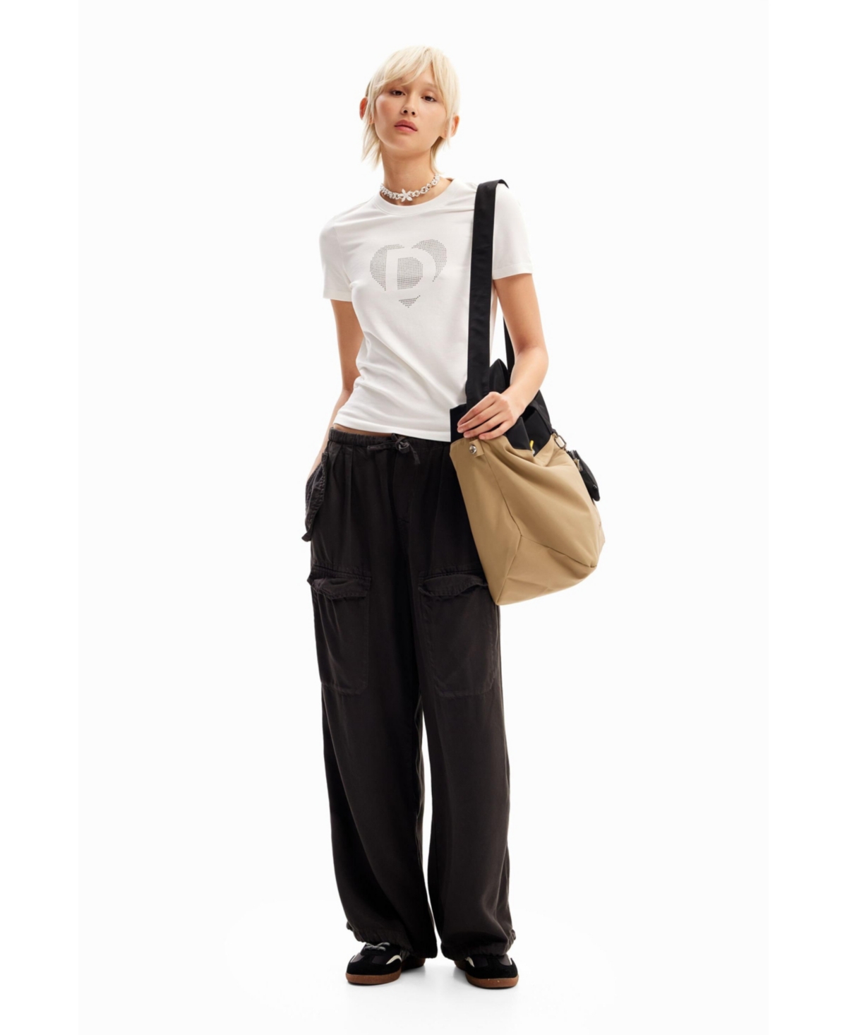 Desigual Women's Rhinestone imagotype T-shirt