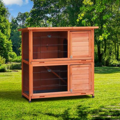Streamdale 2-Story Outdoor Rabbit Hutch with Run and Removable Trays