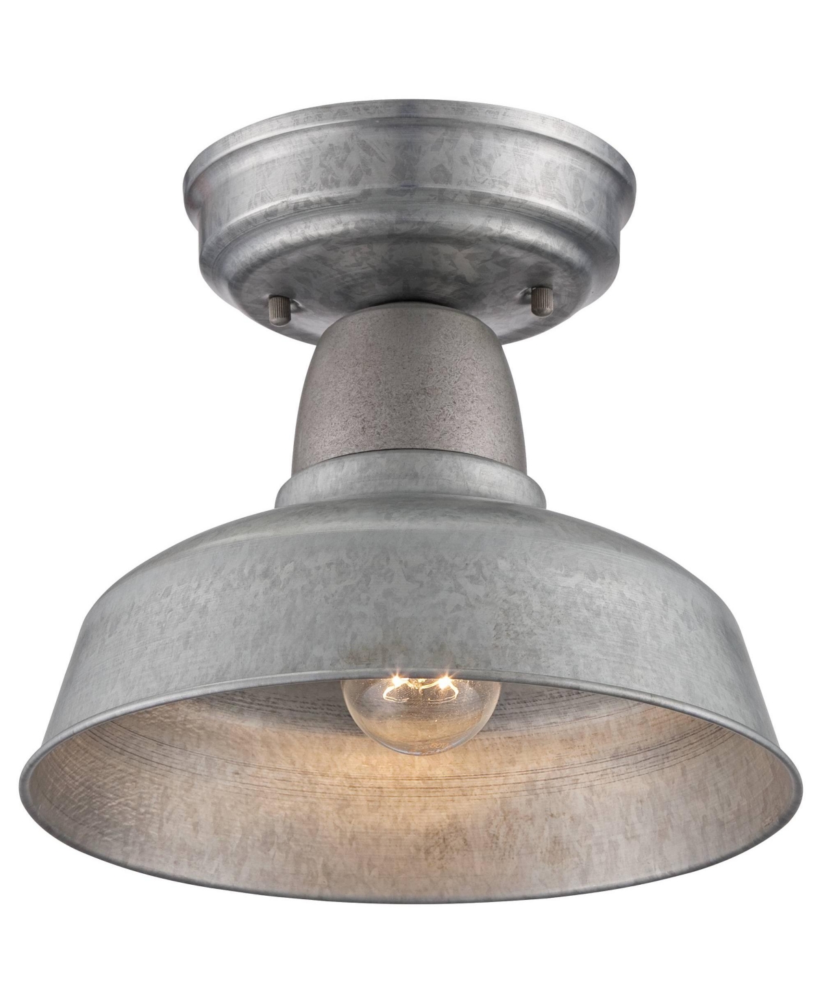 Urban Barn Rustic Industrial Farmhouse Semi Flush-Mount Outdoor Ceiling Light Fixture Galvanized 10 1/4" for Exterior Deck House Porch