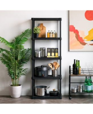 USA 5-Tier Shelving Unit, 64" Fixed Height, Medium Storage Organizer Shelf for Home, Garage, Basement, Shed and Laundry Room, 24"L x 12"W x 64"H, Made with Recycled Materials, Black