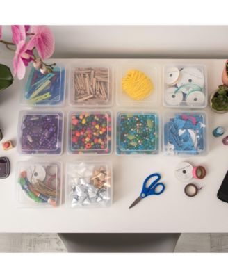 10 Pack Small Plastic Hobby Art Craft Supply Organizer Storage Containers with Latching Lid