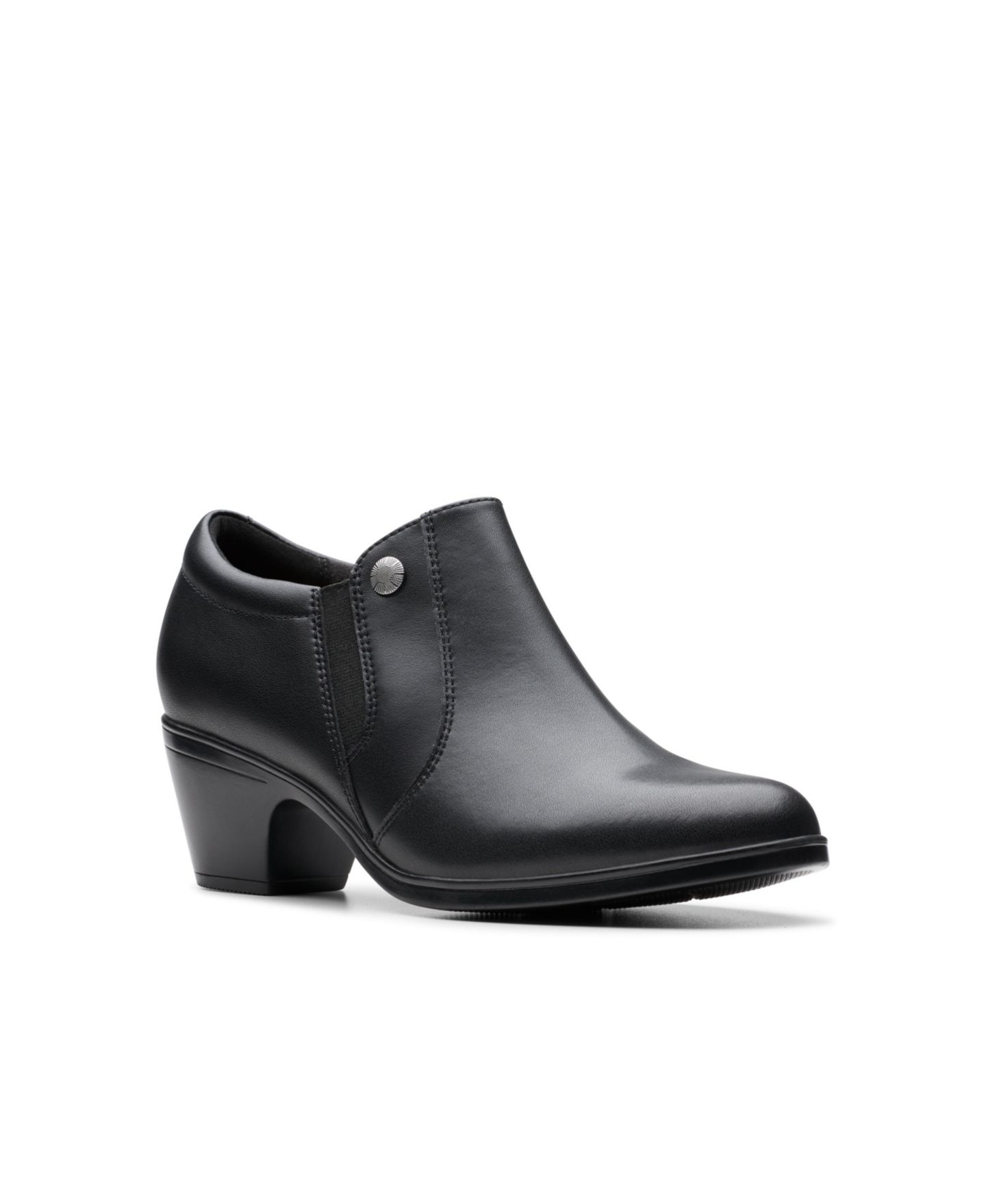 Женские ботинки Clarks Emily 2 Reyna Cushioned Slip On Booties, цвет: Чёрный кожаный — фото 1