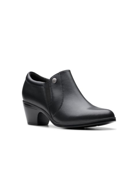 Женские ботинки Clarks Emily 2 Reyna Cushioned Slip On Booties, цвет: Чёрный кожаный