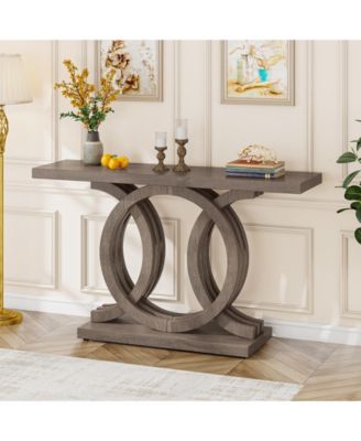55-Inch Wooden Console Table with Unique Base – Farmhouse Entryway Table