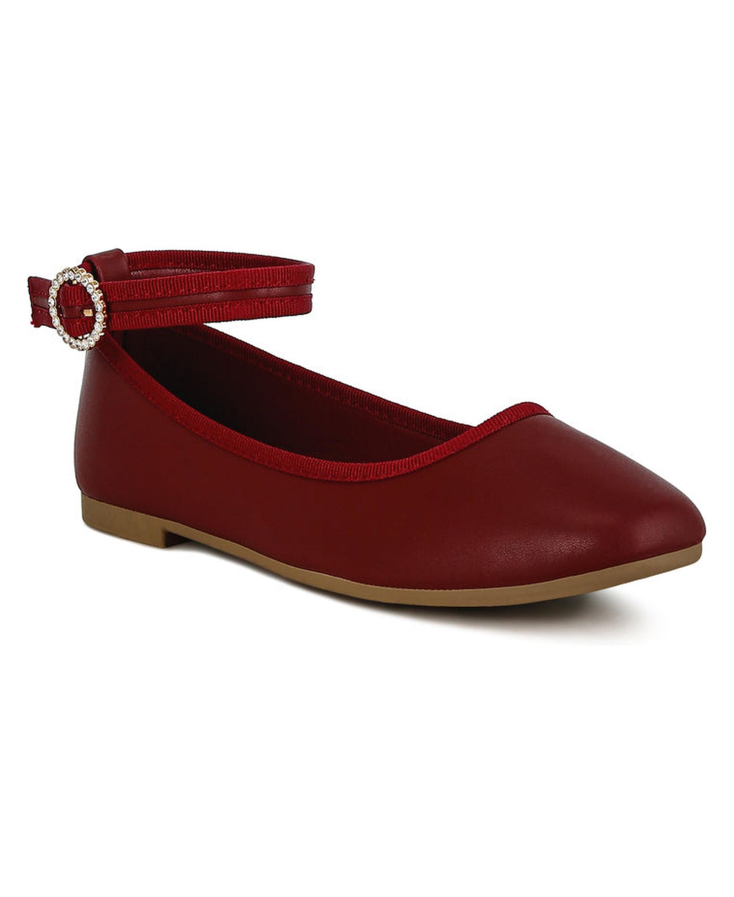 Женские балетки London Rag Danseur Ankle Strap Detail Ballet Flats, цвет: Средний красный — фото 3