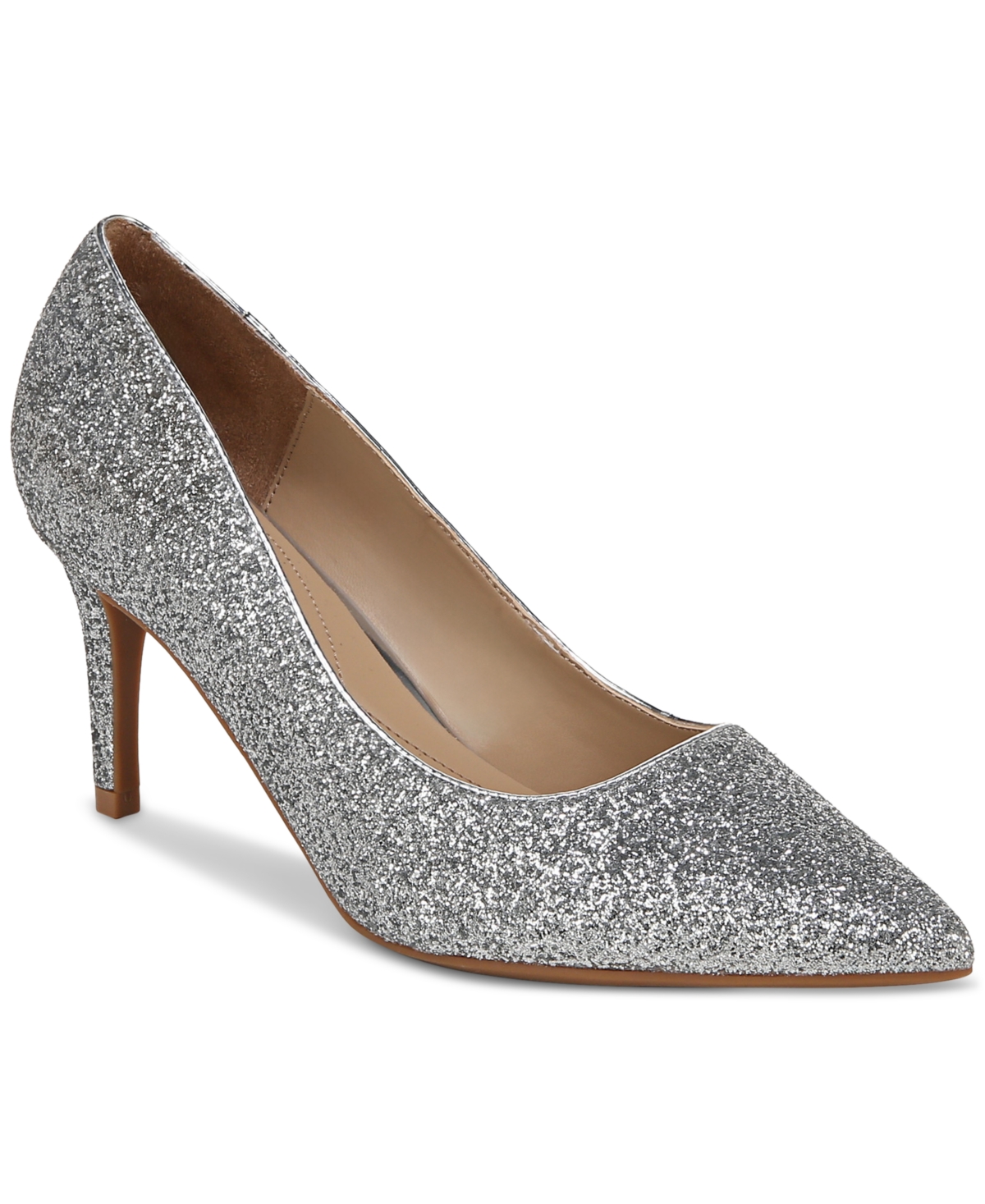 On 34th Women's Jeules Pointed-toe Slip-on Pumps, Created For Macy's In Silver Glitter