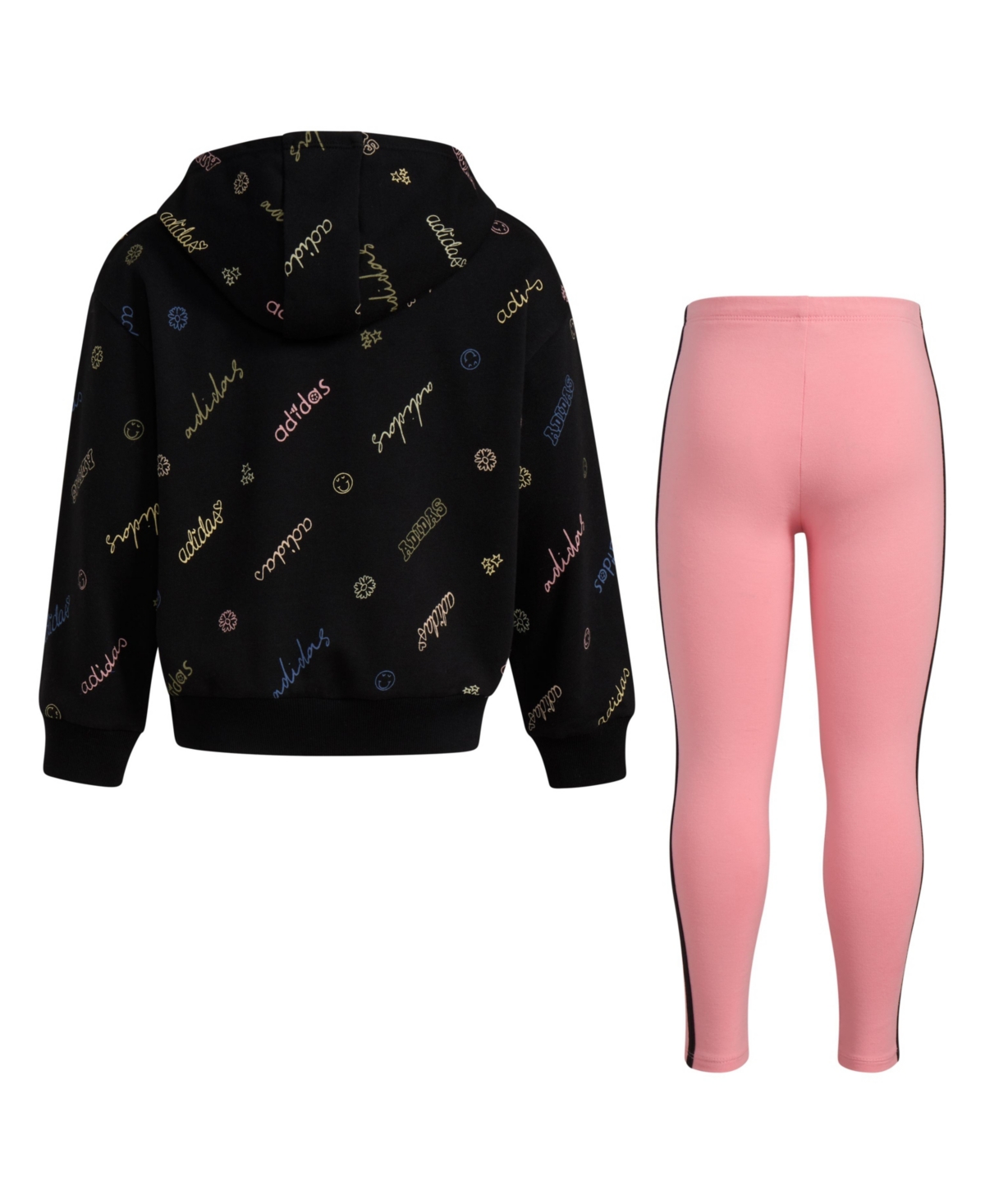 adidas Little & Toddler Girls Long Sleeve Printed French Terry Pullover Legging, 2-Piece Set