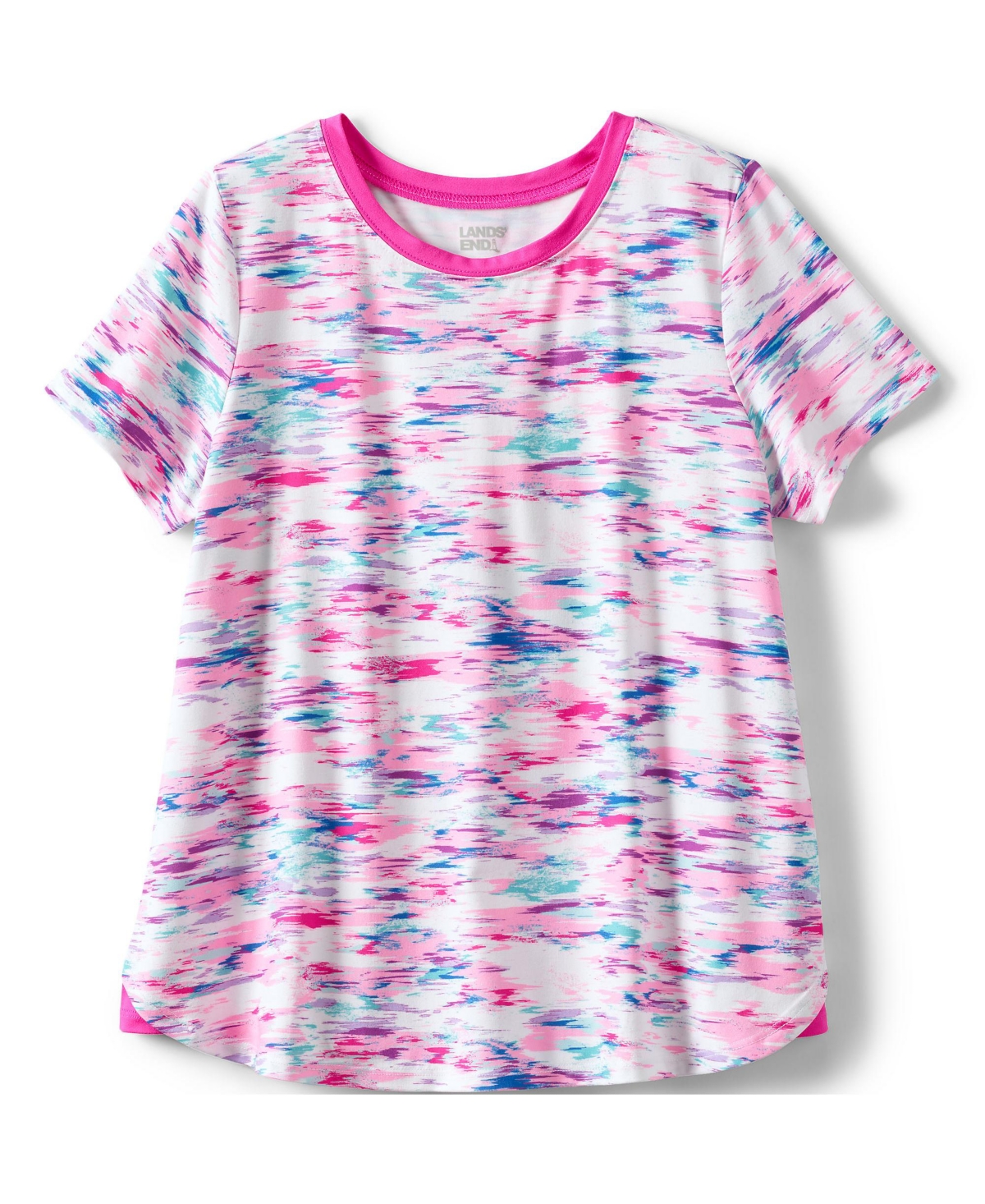 Lands' End Girls Short Sleeve Active Curved Hem Tee