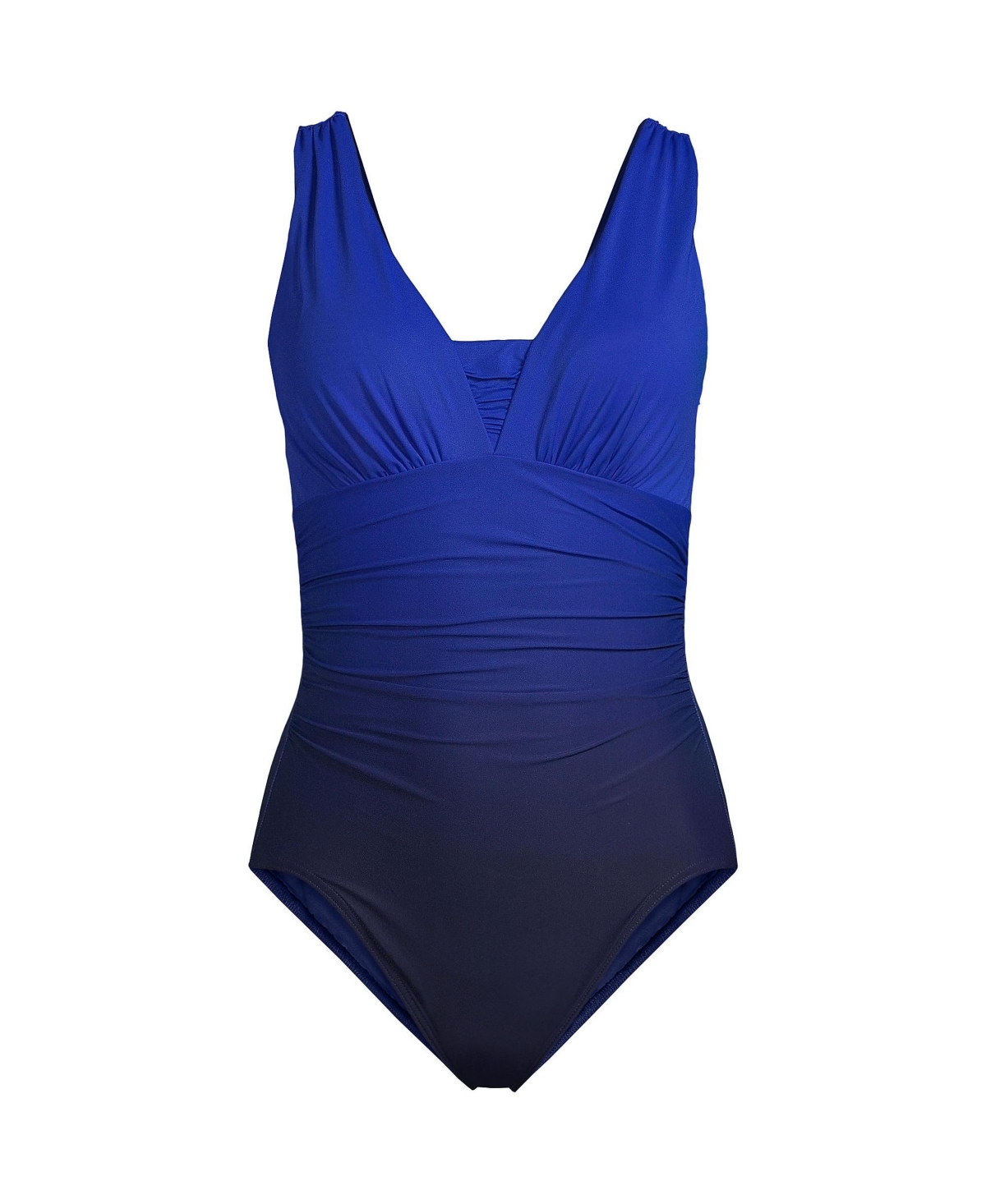 Lands' End Plus Size Slender Suit Grecian One Piece Swimsuit -navy ombre