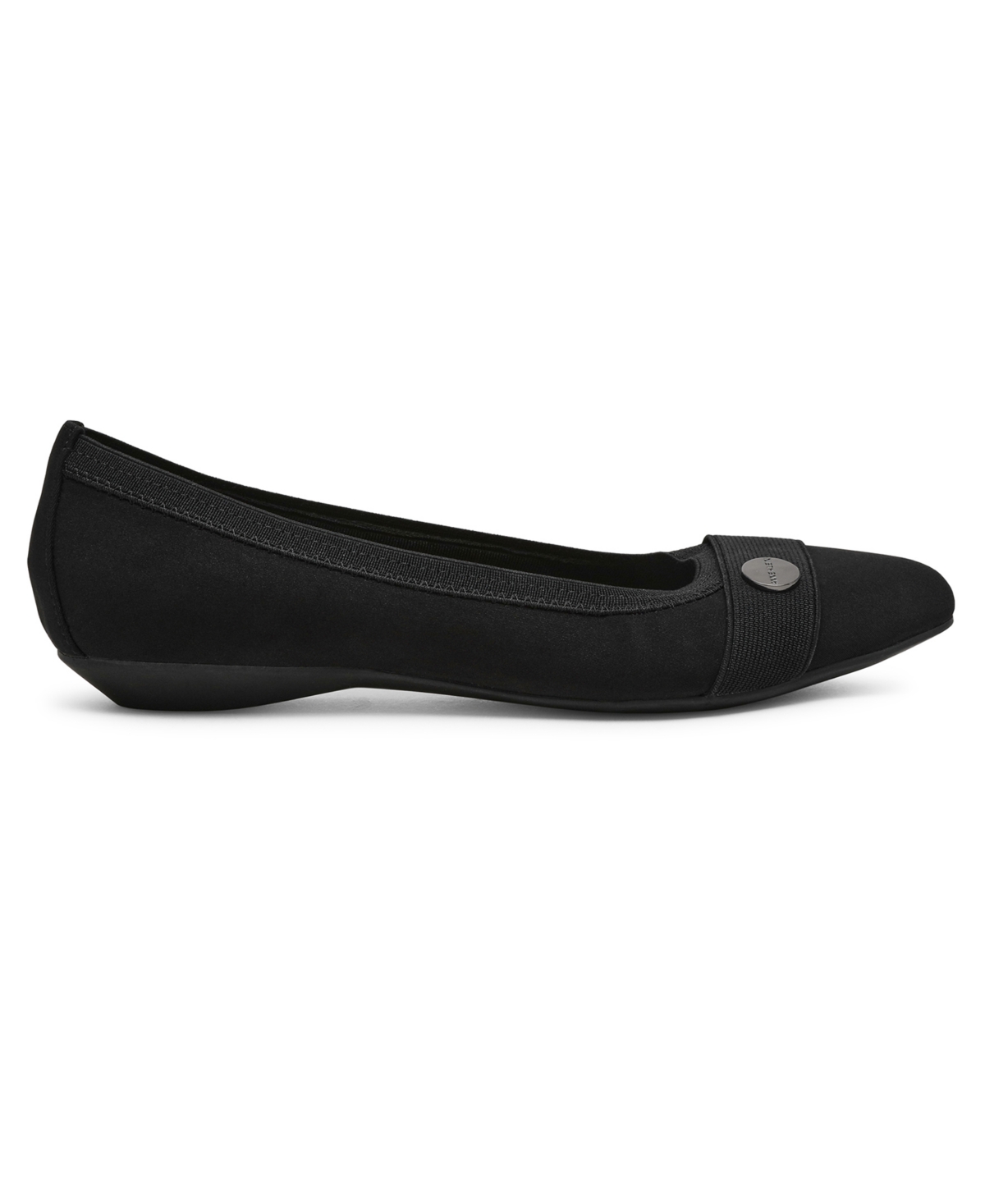 Anne Klein Occuria Womens Comfort Insole Man Made Flat Shoes In Black Stretch