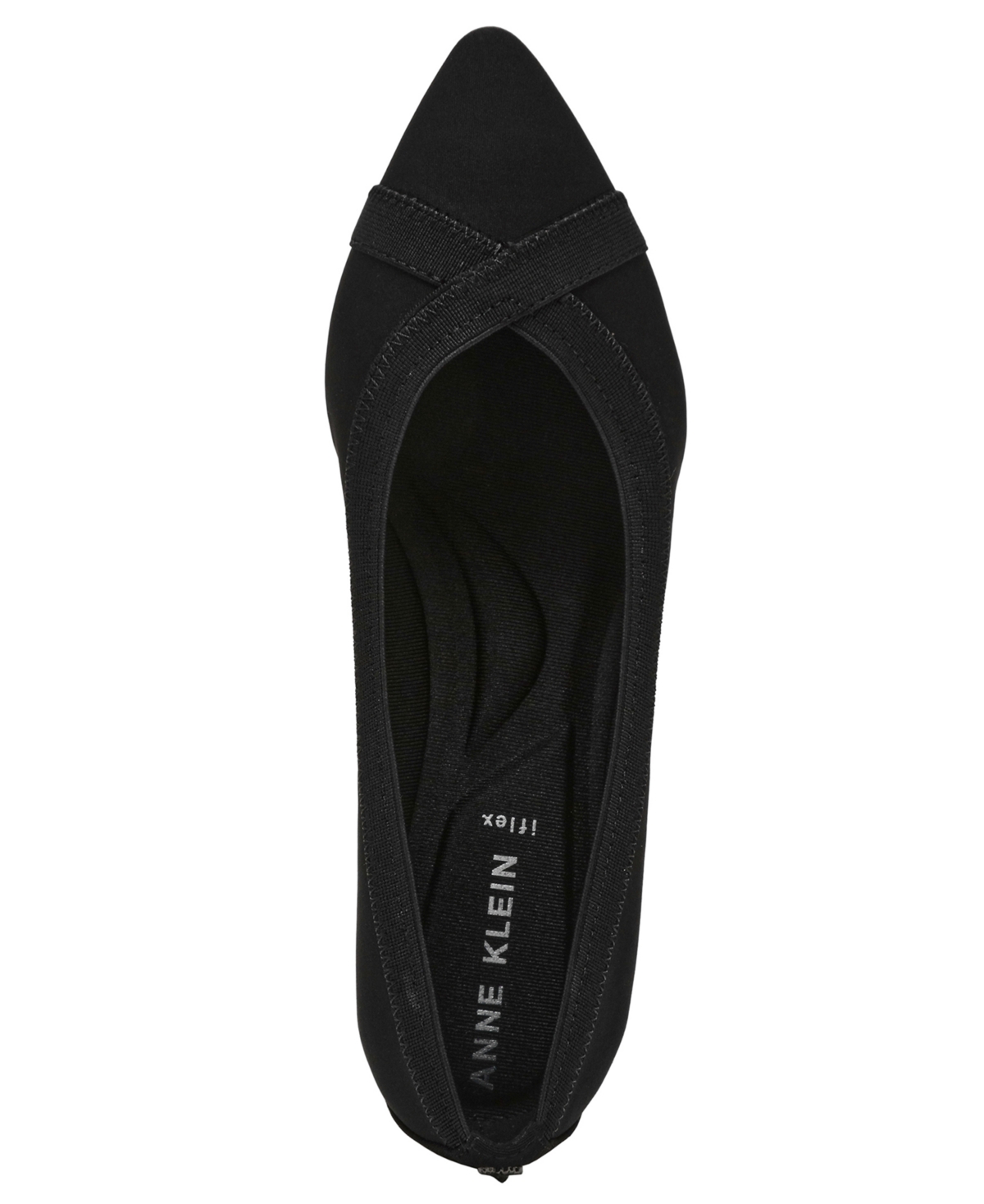 Anne Klein Occuria Womens Comfort Insole Man Made Flat Shoes In Black Stretch