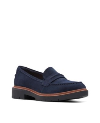 Clarks blue suede loafers online