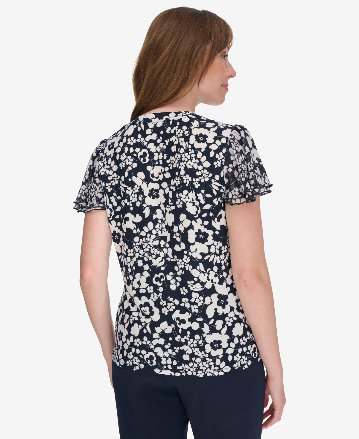 Tommy Hilfiger Women's Blouse With Puff Sleeves In Mdnght,ivr