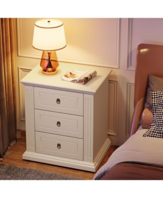3-Drawer Nightstand, Wood Night Stand with Storage Drawers, Modern Bedside Table Side End Table for Bedroom