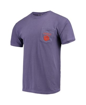 Men's Purple Clemson Tigers Circle Scene Comfort Colors Pocket T-Shirt