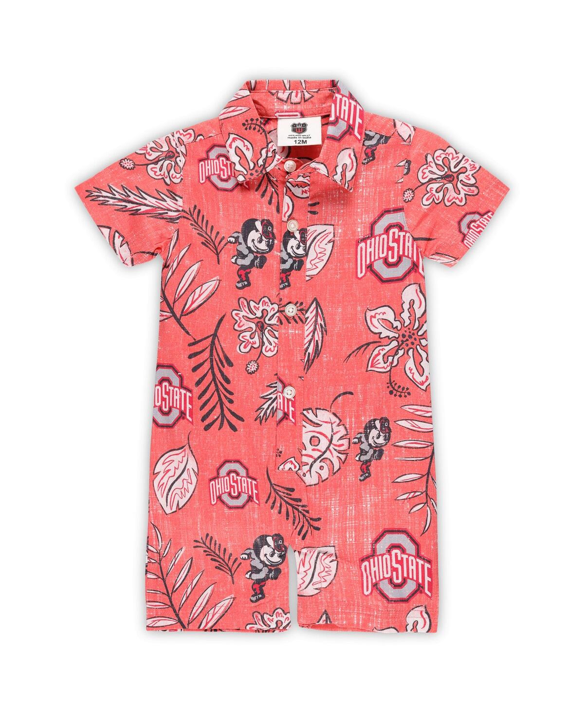 Wes & Willy Baby Boys and GirlsOhio State Buckeyes Vintage Floral Romper - Scarlet